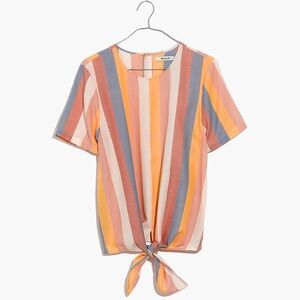 Madewell Button-Back Tie Tee in Sherbet Stripe Size XS